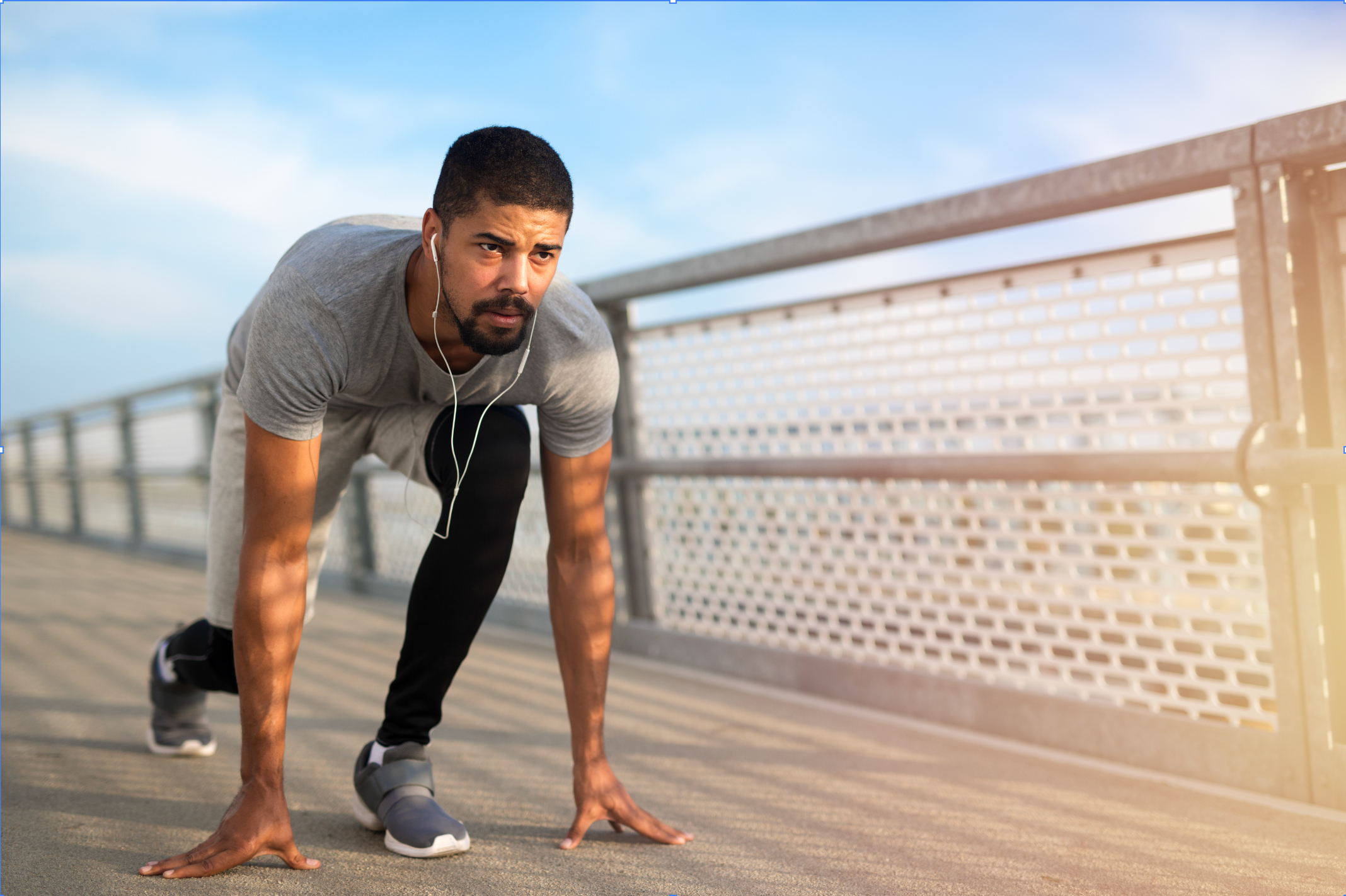 Atleta en posición de inicio